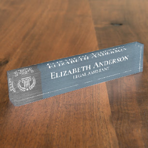 Custom Logo Professional Executive Navy Blue Desk Name Plate