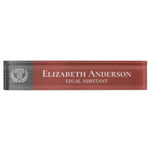 Custom Logo Professional Executive Red Grey Desk Name Plate