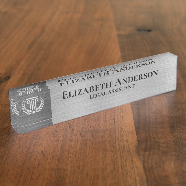 Custom Logo Professional Executive Silver Desk Name Plate (Side)