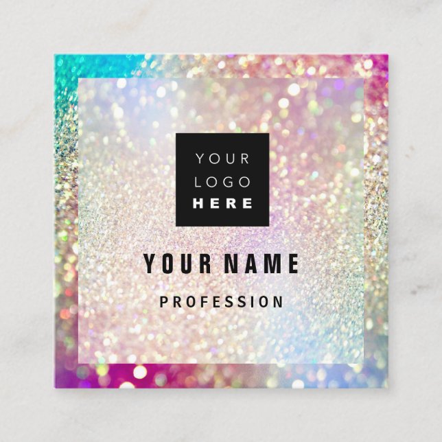 Custom Logo Professional MAKEUP ARTIST Esthetician Square Business Card (Front)