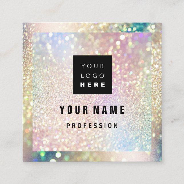Custom Logo Professional MAKEUP ARTIST GLITTER Square Business Card (Front)