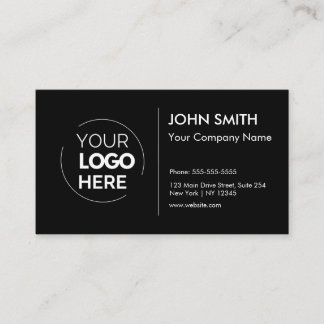 Custom Logo Professional Modern Minimalist Black Business Card
