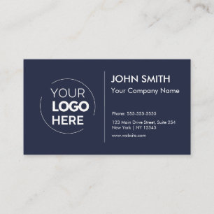 Custom Logo Professional Modern Minimalist Navy Business Card
