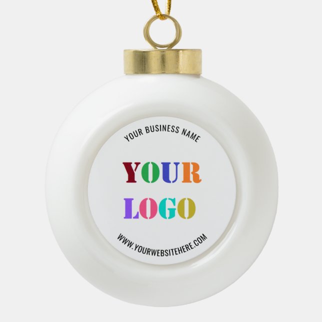 Custom Logo Promotional Business Personalized Ceramic Ball Christmas Ornament (Front)