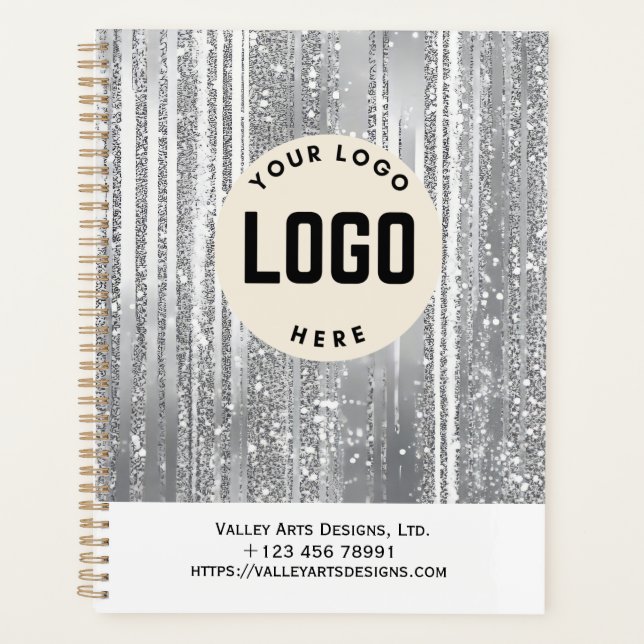 Custom Logo Promotional Notebook, Silver Gray Planner (Front)