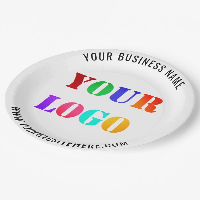 Custom Logo Promotional Your Business Paper Plates (Angled)