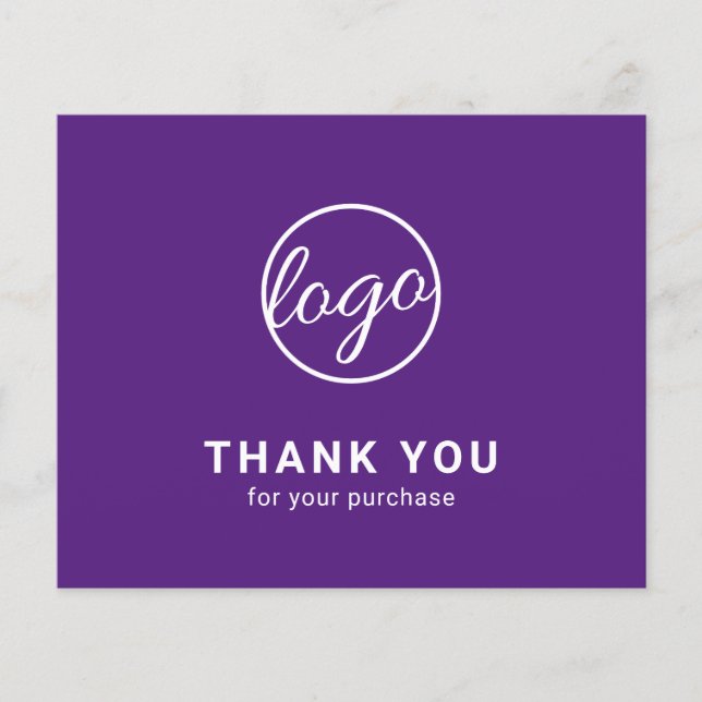 Custom Logo Purple Budget Thank You Card (Front)