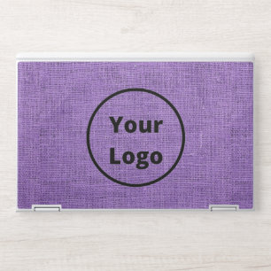 Custom logo purple burlap HP laptop skin