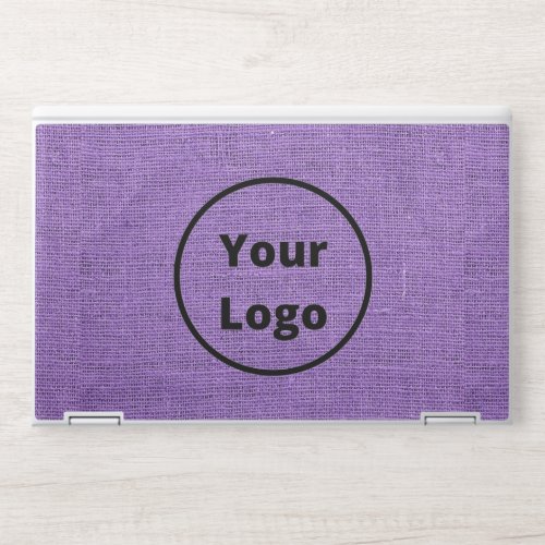 Custom logo purple burlap HP laptop skin