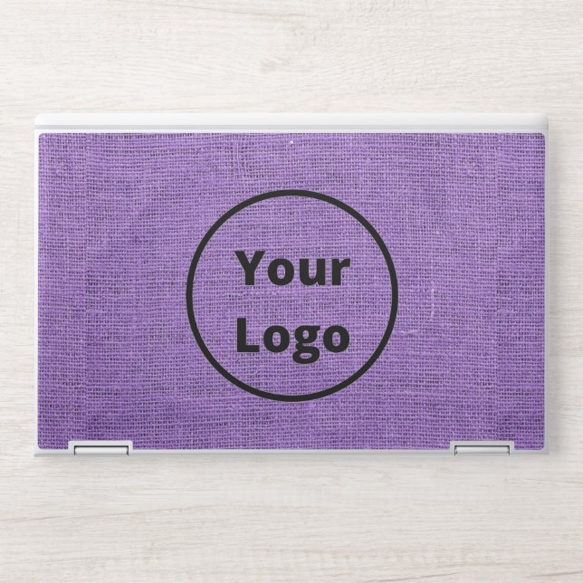 Custom logo purple burlap HP laptop skin (Front)