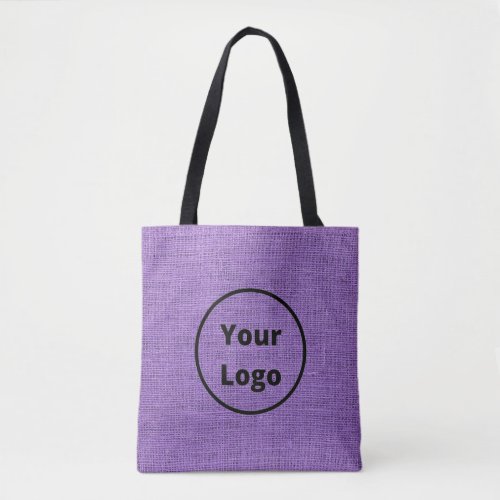 Custom logo purple burlap tote bag