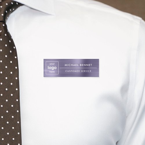 Custom Logo Purple Professional Business Name Tag