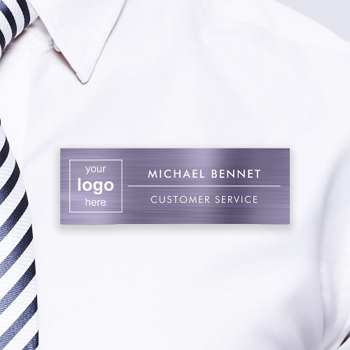 Custom Logo Purple Professional Business Name Tag