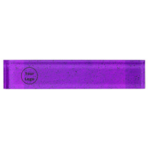 Custom logo purple rough surface print desk name plate