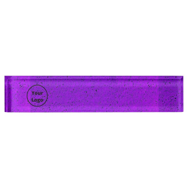 Custom logo purple rough surface print desk name plate (Front)