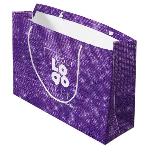 Custom Logo Purple Sparkle XL Paper Shopping Bag