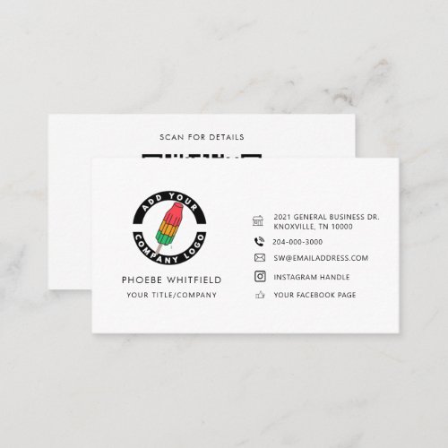 Custom Logo QR Code and Social Media Icons Business Card