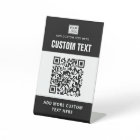 Custom logo, QR code and text black and white