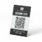 Custom logo, QR code and text black and white