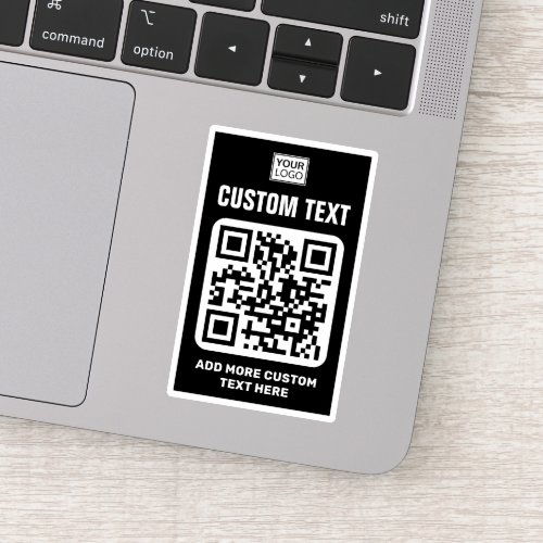 Custom logo QR code and text black and white Sticker