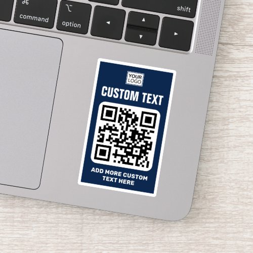 Custom logo QR code and text dark blue and white Sticker