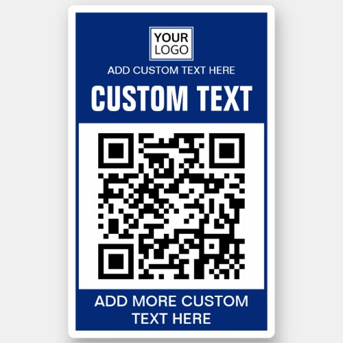 Custom logo QR code and text dark blue Sticker