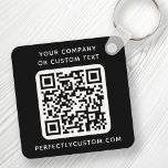 Custom logo, QR code and text double sided black Keychain<br><div class="desc">Double sided keychain with your custom logo,  QR code and custom text on a black or custom color background. Change fonts and font colors,  move and resize elements with the design tool.</div>