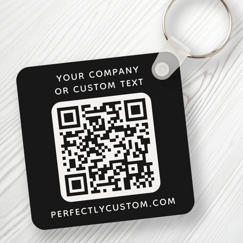 Custom logo QR code and text double sided black Keychain
