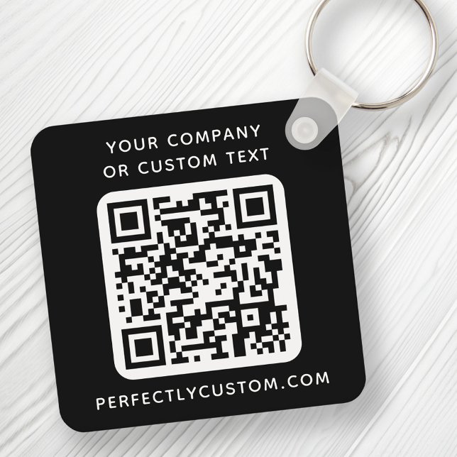 Custom logo, QR code and text double sided black Keychain (Creator Uploaded)