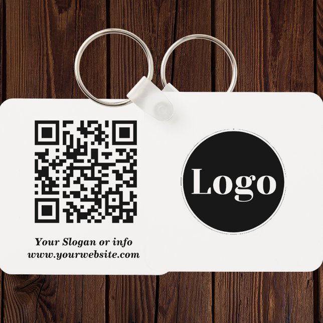 Custom Logo| Qr Code and Text Double sided  Keychain (Creator Uploaded)