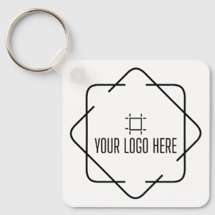 Custom logo, QR code and text double sided white Keychain