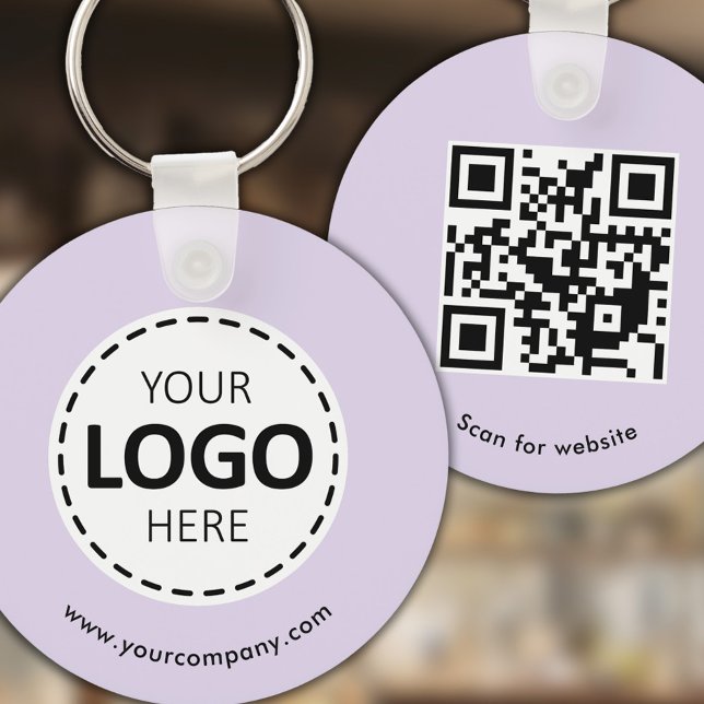 Custom Logo, QR code and Text, Lavender Purple Keychain (Creator Uploaded)