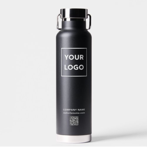 Custom Logo QR Code and Text on 2 Sides Black Water Bottle