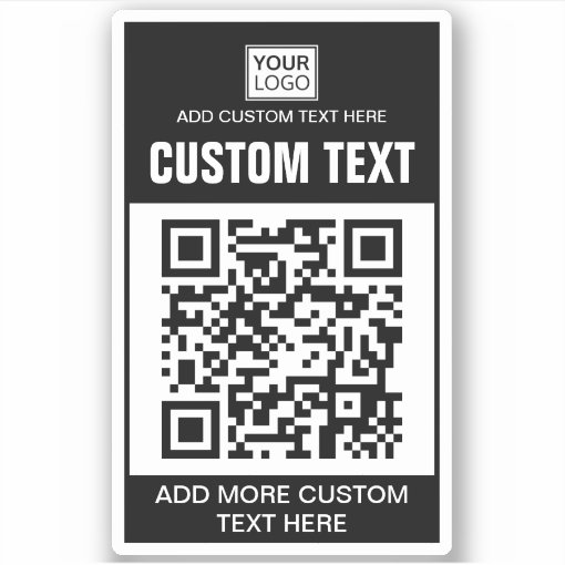 Custom logo, QR code and text Sticker | Zazzle