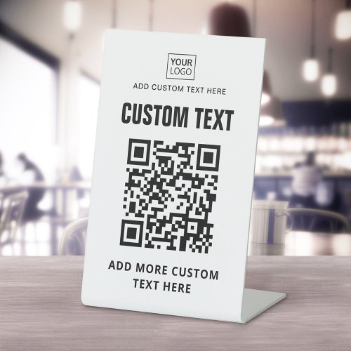 Custom logo QR code and text white or any color Pedestal Sign