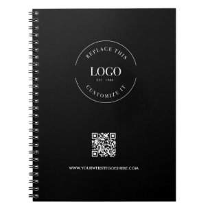 Custom Logo QR Code Black Corporate Business Notebook