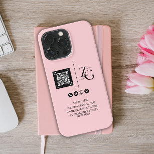 Custom Logo   QR Code Business Pink Background iPhone 13 Pro Case