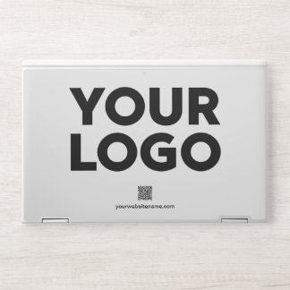 Custom Logo QR Code Business Website Light Grey HP Laptop Skin