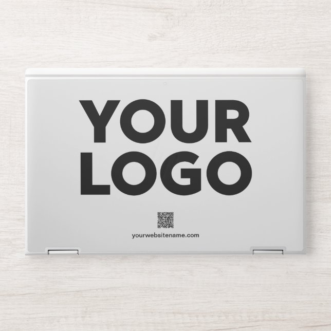 Custom Logo QR Code Business Website Light Grey HP Laptop Skin (Front)