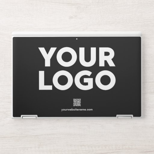 Custom Logo QR Code Business Website or Text Black HP Laptop Skin
