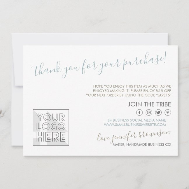 Custom logo QR code Candle Care Instruction Thank You Card