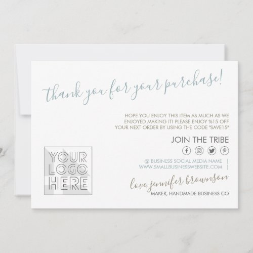 Custom logo QR code Candle Care Instruction Thank You Card