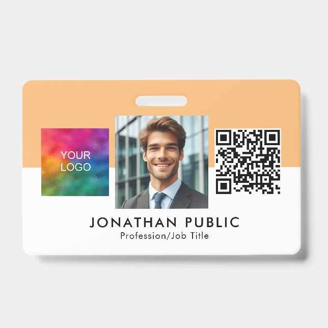 Custom Logo QR Code Employee Photo ID Card Badge (Front)