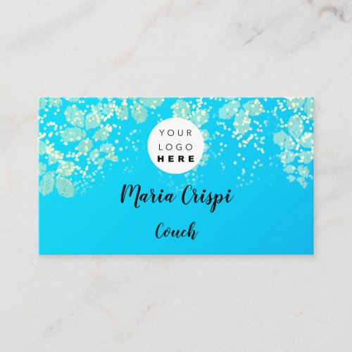 Custom Logo QR Code Gold Blue Confetti Foils  Business Card