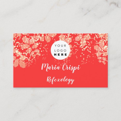 Custom Logo QR Code Gold Coral Confetti Foils  Business Card