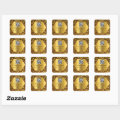 Custom Logo QR Code Gold Frame Name Gold Square Sticker | Zazzle