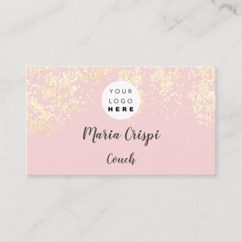 Custom Logo QR Code Gold Pink Confetti Foils  Business Card