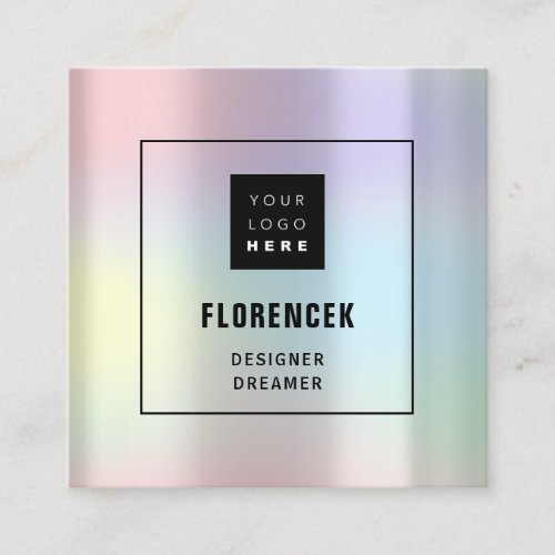 Custom Logo QR CODE Holographic Pink Square Business Card