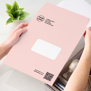 Custom Logo QR Code Minimal Coral Pink Business Envelope Mailers