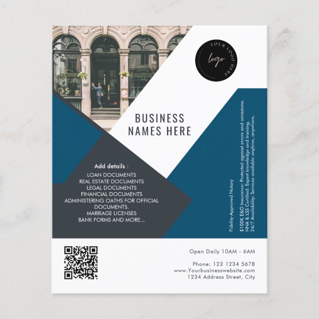 Custom Logo QR Code & Photo Simple Professional Flyer (Front)